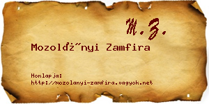 Mozolányi Zamfira névjegykártya
